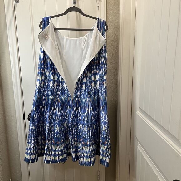 CB Established 1962 Dress Womens 20W Blue Fit Flare Sleeveless Abstract Colorful - Picture 10 of 11
